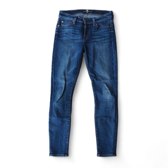7 for All Mankind The Ankle Skinny Medium Wash Jeans Women's 27 - Picture 1 of 12